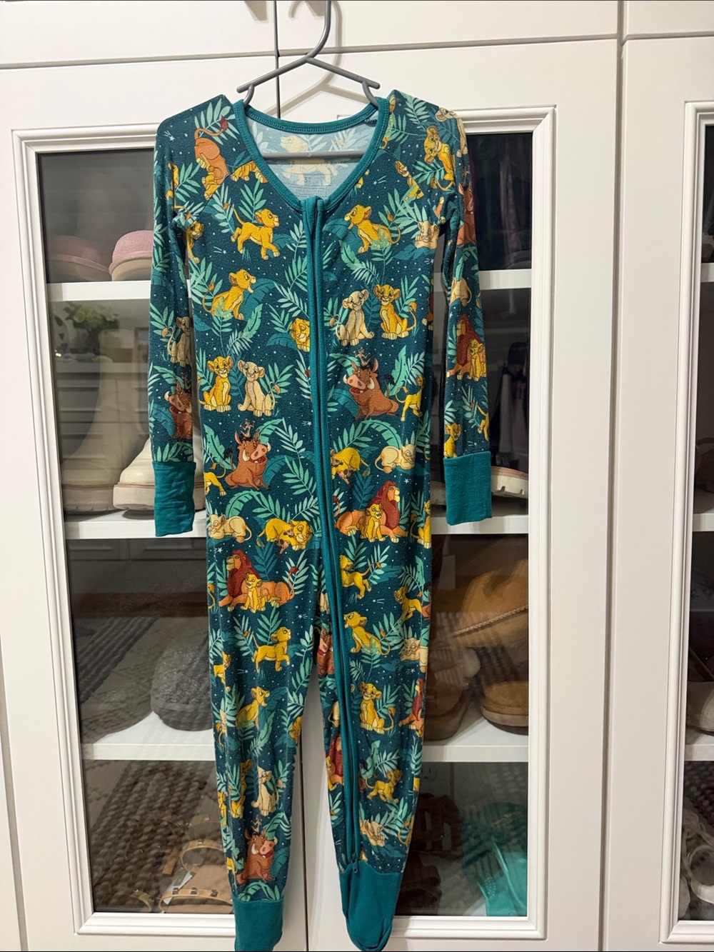 Little Sleepies Teal Lion Print Zip Footed One-Piece